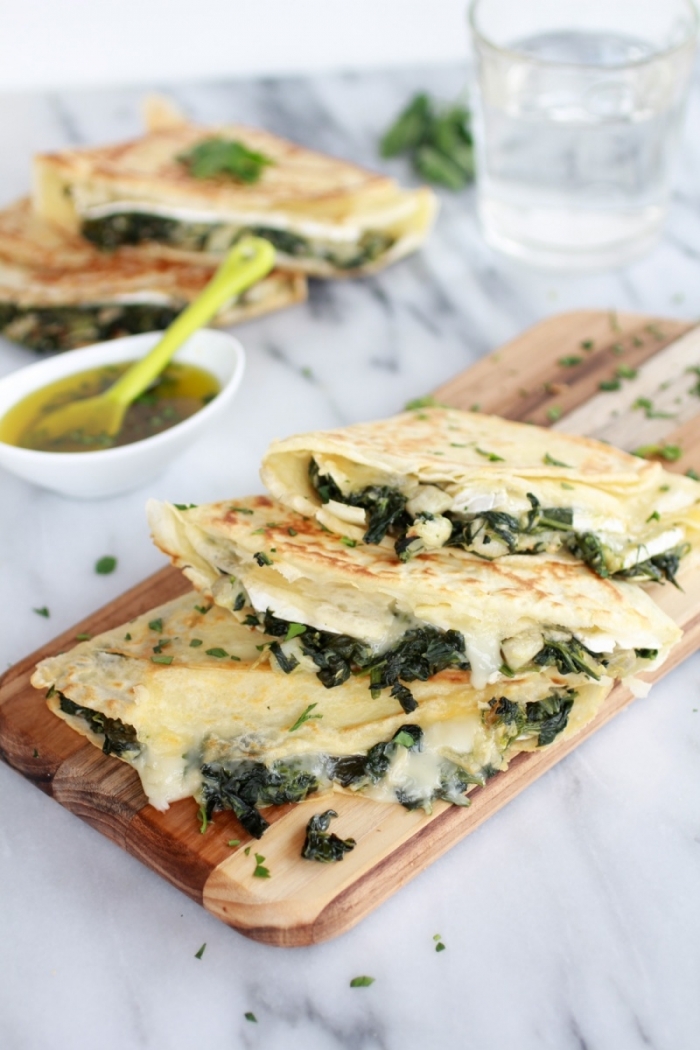 crêpe salé - Recette Crêpe Épinards Artichaut Brie 